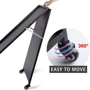 lot 5045 image: T-SIGN Heavy Duty Portable A-Frame Sidewalk Sign 24 x 36 Inch Folding Double-Sided Sandwich Board with 2 Wheels, Outdoor Metal Signboard, Attached Magnetic 14 Strips, 42 Letters,1 Clear Cover, Notes