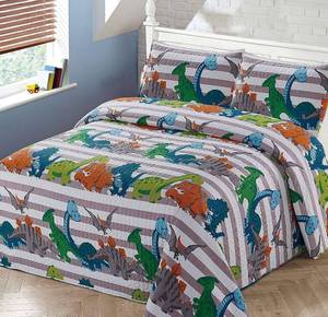 lot 5125 image: Better Home Style Dinosaur Dinosaurs Jurassic Park World KidsBoysToddler Coverlet Bedspread Quilt Set with Pillowcases # 2018319 (Twin)