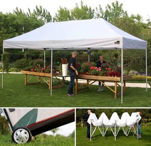lot 5130 image: Eurmax Premium 10 x 20 EZ Pop up Canopy Tent Wedding Party Canopies Gazebo Shade Shelter Commercial Grade Bonus Wheeled Bag (White)