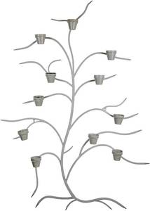 lot 5147 image: Martha Stewart Garden, Metal Tree Wall Planter with 11 Pots, Gray