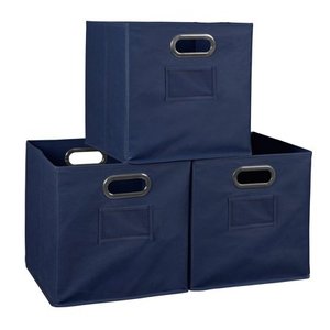 lot 5267 image: Niche Set of 3 Cubo Foldable Fabric Bins- Blue