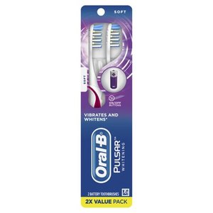 lot 5317 image: Oral-B Pulsar 3d White Advanced Vivid Soft Toothbrush Twin Pack (Colors May Vary)