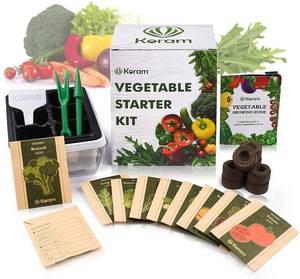 lot 5184 image: KORAM Vegetable Garden Starter Kit - 10 Organic Salad Seeds Organic Growing Kit