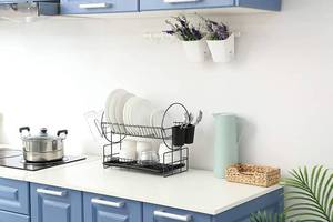 lot 5204 image: 2 Tier Dish Rack, Kitchen Dish Drying Rack