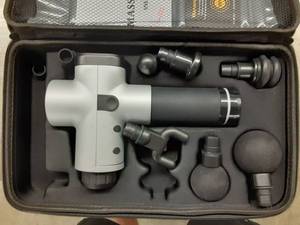 lot 1008 image: Massage Gun, Upgraded 6 Adjustable Speeds Handheld Vibration Deep Tissue Muscle Massager Device - with 6 Massage Heads and Portable Bag for Deep Muscle Tissue Massage