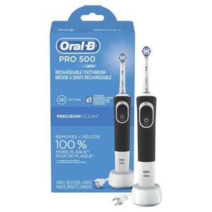 lot 1026 image: Oral-B Pro 500 Electric Power Rechargeable Toothbrush with Automatic Timer and Precision Clean Brush Head, Powered by Braun original (Product Design & Packaging May Vary)