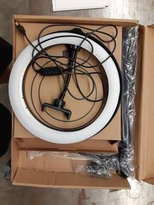 lot 1036 image: Ring Light 10 Selfie Light Ring with Adjustable Bracket (14.56 to 65) Remote Control 3 Modes & 10 Brightness 120 Bulbs Dimmable Desktop Ringlight for YouTube VideoLive StreamMakeupPhotography