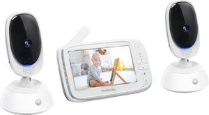 lot 1052 image: Motorola Comfort75-2 Video Baby Monitor - Infant Wireless Camera with Remote Pan, Digital Zoom, Temperature Sensor - 5 Inch LCD Color Screen Display with Two-Way Intercom, Night Vision - 1000ft Range