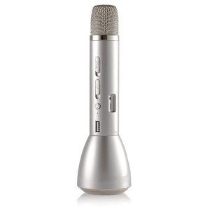 lot 1079 image: Bluetooth Karaoke Microphone Wireless with Echo Reverberation  Noise Filtering 3 in 1 Singing Mic, Portable Speaker and Powerbank  Compatible with iPhone, iPad, Android, Laptops & More (Silver)