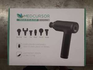 lot 1137 image: Medcursor Handheld Percussion Massage Gun - Deep Tissue Massager for Pain Relief, Sore Muscle and Stiffness, High-Intensity Vibration - Includes 6 Massage Heads