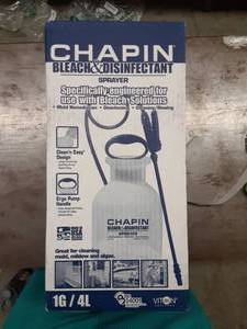 lot 1183 image: Chapin International 20075 Disinfectant Bleach Sprayer, 1 Gallon, Translucent White