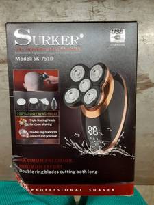 lot 1198 image: Surker Head Shavers for Bald Men 4d Electric Razor 5 in 1 Nose Beard Trimmer Hair Clipper Shaving Kit Rotary Shaver Cordless USB Rechargeable Facial Grooming Kit Waterproof