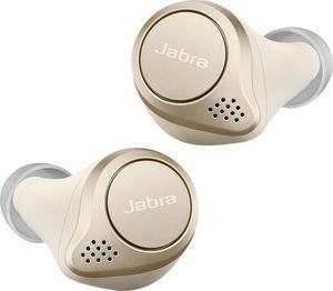 lot 1302 image: Jabra Elite 75t Earbuds �� True Wireless Earbuds with Charging Case, Gold Beige �� Bluetooth Earbuds with a More Comfortable, Secure Fit, Long Battery Life and Great Sound Quality and bonus diginex wireless earbuds