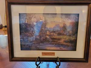 lot 1023 image: Thomas Kincade Framed Portrait of Cobblestone Evening 12 x 10