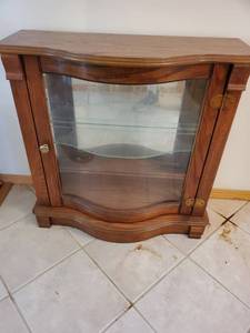 lot 2023 image: Miniature Doll Curved Glass Cupboard&nbsp