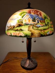 lot 2035 image: Thomas Kincade  A New Day Dawning Lamp