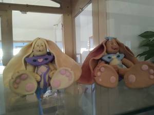 lot 6664 image: Handmade Sculpy Bunnies