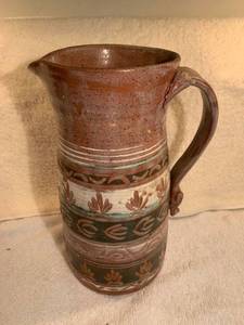 lot 6706 image: Red Clay Handmade Pottery Pitcher