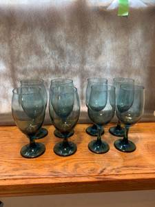 lot 6717 image: Set of 8 Blue Glasses Location Kitchen Cabinet