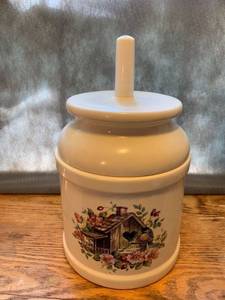 lot 6719 image: Home Tweet Home Painted Ceramic Canister Location Kitchen