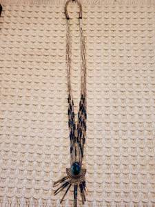 lot 5956 image: Cobalt Blue and Green Sterling Silver Native American Necklace