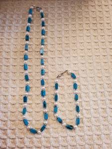 lot 5961 image: Oyster Cove Collection Turquoise Stone Matching Bracelet and Necklace