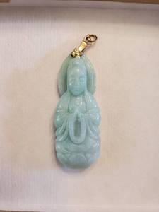 lot 5962 image: Jade Praying Monk Necklace Pendent