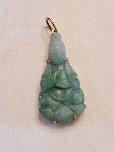lot 5963 image: Miniture Praying Monk Jade Necklace Pendent