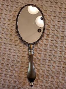 lot 5973 image: Miniture Brass Vanity Mirror