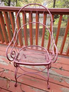 lot 354 image: Retro Pink Wrought Iron Rocker