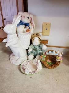 lot 7796 image: Lot of Cute Easter Decorations- Includes Williams Sonoma Vase