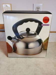 lot 7800 image: Copco Polished Whistling Tea Kettle