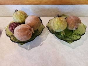 lot 7820 image: 2 Decorative Green Bowls - Deocative Fruit