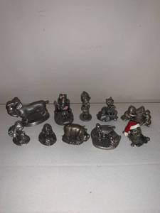 lot 8636 image: Lot of 10 Little Gallery Pewter Figurines Location Basement Closet