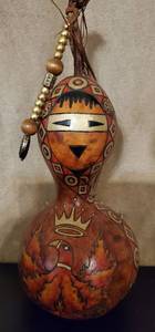 lot 8642 image: Gourd Like Decor. with Native Theme and Flaming Bird