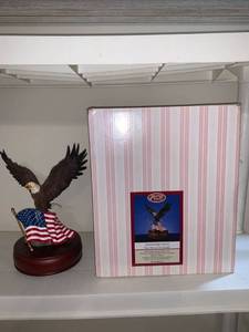 lot 8651 image: The San Francisco Music Box Company American Eagle Figurine With Box Location Pool Table