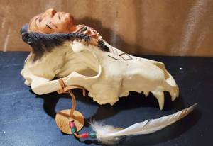 lot 8656 image: Native American Molding of Skull and Native Head