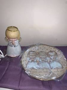 lot 8679 image: Hallmark Angel Plate and Angel Lamp Location Basement Shelf 1