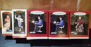 lot 8700 image: Lot of Collectible Hallmark Ornament. Start Trek and NFL Players. SPOCK. JOE MONTANA. TROY AIKMAN. COMMANDER WILLIAM