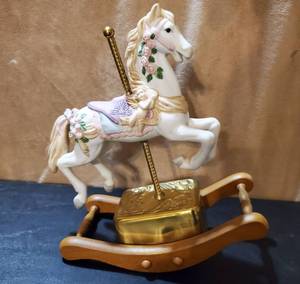 lot 8758 image: GIFTED Rocking Musical Horse. Tested and Working