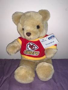lot 8762 image: Hallmark Kansas City Chiefs Plush Bear Location Basement Shelf 1