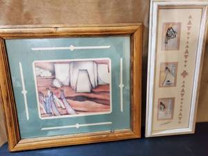lot 8769 image: Lot of 2 Native Themed Artwork. 1 Signed