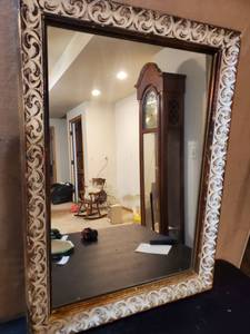 lot 8796 image: Gildes Rustic white Framed Mirror