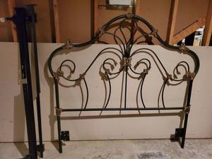 lot 8801 image: Wrought Iron Head Board . with Side Rails.Bolts Inlcludes