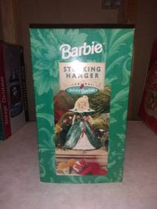 lot 8814 image: Hallmark Holiday Barbie Stocking Hanger 1996 XSH3101