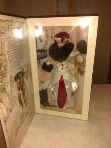 lot 8826 image: Barbie Year 1995 Hallmark Special Edition 12 Inch Doll - Holiday Memories Barbie with Red Satin Dress, Flocked Coat with Faux Fur Collar and Sleeves, Hat, Earrings, Handring and Boots