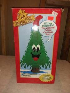 lot 8837 image: Douglas Fir Vintage 1997 Talking Animated Christmas Tree Gemmy Holiday