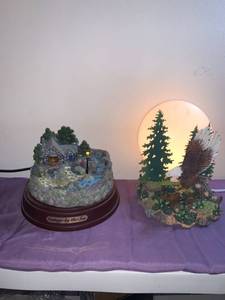 lot 8857 image: Bald Eagle Night Light and Cottage by they Sea Fountain Location Basement Shelf 2