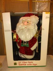 lot 8862 image: 22 inch Fiber Optic Santa with Ho Sign