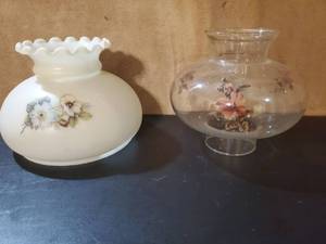lot 8906 image: Lot of 2 Oil Lamp Shades